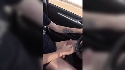 Handsome Driver Enjoying a Steamy Solo Masturbation Session Behind the Wheel