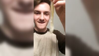 Amateur Fetishist Pascal Gets Off on Sucking Cum out of a Condom
