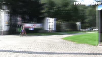 Straight Boys Enjoying Hot Sun in Czech Hunters Public Garden