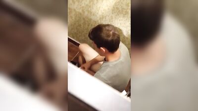 Gay Threesome in a Public Toilet Stall