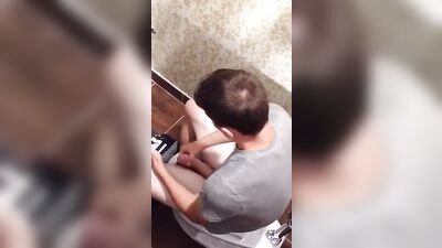 Gay Threesome in a Public Toilet Stall