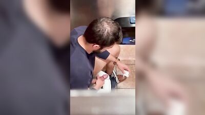 Straight Voyeur Spots 4 Guys Jerking in the Public Toilet: An Amateur Cam Captures the Action on a Hidd*en Camera