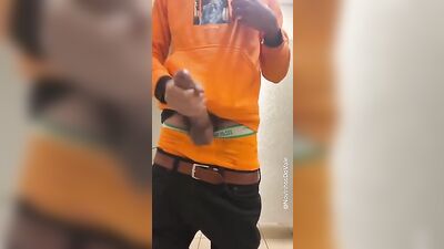 Eager young man pleasures himself with his hand