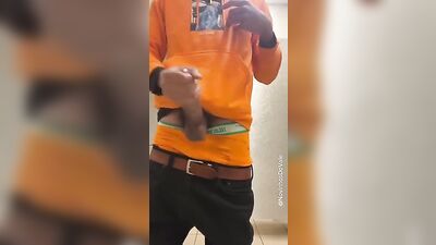 Eager young man pleasures himself with his hand