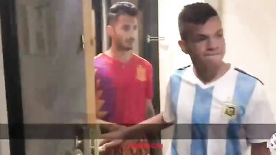 Latino twink amateurs enjoy bareback action during a soccer game