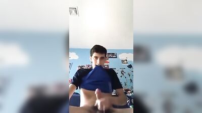Male Teen Tugging His Dick In The Bathroom