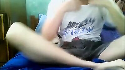 Blue-Eyed Emo AI Boy Loves His GBT Enhanced D**k - Solo Web Cam Cum Shot