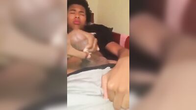 Young Black Guy Ejaculates in his Own Way
