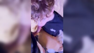 Curly Blue Eyed Teen Sucks Coack