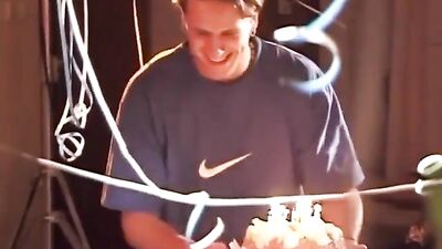 Blowing Out Candles with a Muscular Blonde Boy!