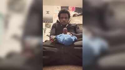 A young mans sperm squirted all over the place