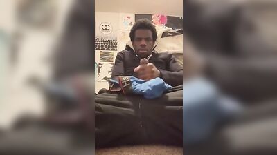 A young mans sperm squirted all over the place