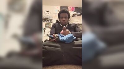 A young mans sperm squirted all over the place