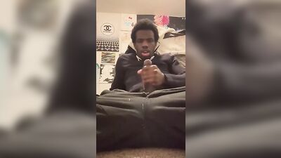 A young mans sperm squirted all over the place