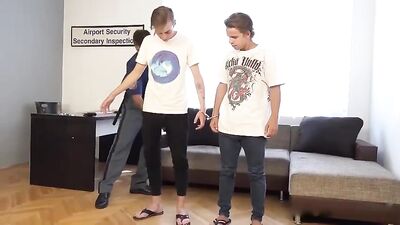 Gay Muscle Boys Suck Dicks and Swap Spit on a Plane!