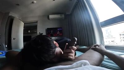 Sucking in the Sun: An Asian Ass Bottom Gets Pounded By a Big Black Dick