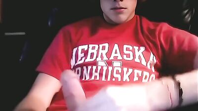 GBT University of Nebraska Student with Curly Hair and Ginger Tendencies Enjoys a Private Wank Session, Cumming in the End with a Giant Cock - AI Assisted Video