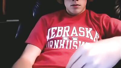 GBT University of Nebraska Student with Curly Hair and Ginger Tendencies Enjoys a Private Wank Session, Cumming in the End with a Giant Cock - AI Assisted Video