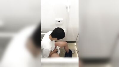 Japanese Wanking Toilet Spycam: Amateur Asian Handjob Fetish Cum Shots Outside the Public Bathroom