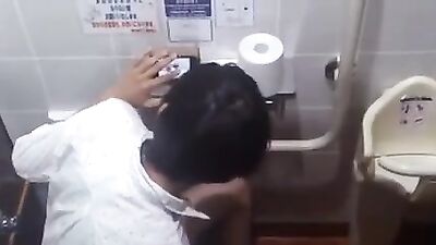 Japanese public toilet spy cam - amateur cum shots in Tokyo