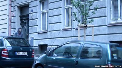 First-time frat boys Jan and Pavel share a steamy hand job