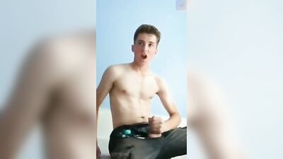 Teenage Boys Straight-Up JOI Session Ends in a Pumping Cumshot