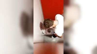 Voyeur Catches Gay Action on the Toilet in a Public Bathroom