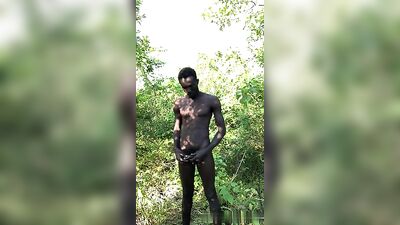 Dominican boy jerks outside in black handjob public outing, where he delivers a powerful cum shot