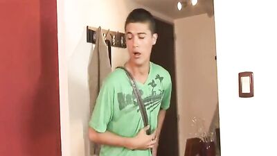 Handjob Cum Shots with a Latino Twink on His First Night Home from College