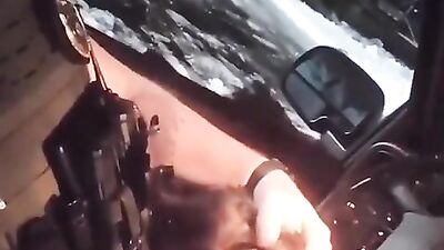 Straight Cop Gives Bisexual First-Timer a Handjob in Public