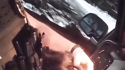 Straight Cop Gives Bisexual First-Timer a Handjob in Public