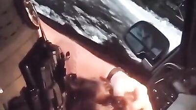 Straight Cop Gives Bisexual First-Timer a Handjob in Public