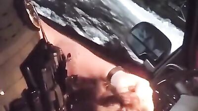 Straight Cop Gives Bisexual First-Timer a Handjob in Public