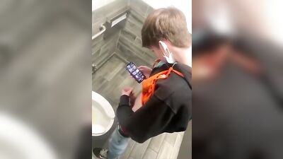 Young Twink Wanks in Public Bathroom Caught on Hidd*en Cam