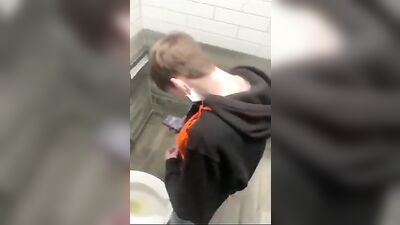 Young Twink Wanks in Public Bathroom Caught on Hidd*en Cam