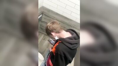 Young Twink Wanks in Public Bathroom Caught on Hidd*en Cam
