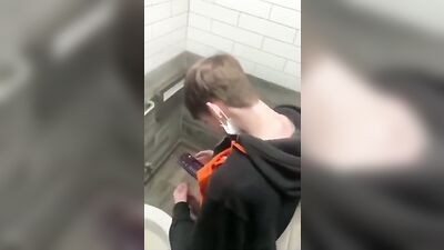Young Twink Wanks in Public Bathroom Caught on Hidd*en Cam