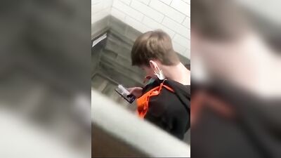 Young Twink Wanks in Public Bathroom Caught on Hidd*en Cam