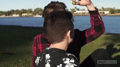 Gay couple twink buddies show off their homemade fuck-cam