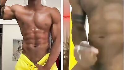 Young Muscular Cam Guy Blows His Wad in Front of a Webcam!