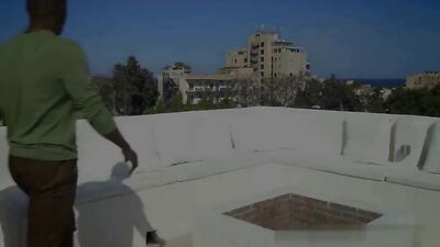 Sexy young men with their stiff cocks banging in an intense bareback interracial group threesome