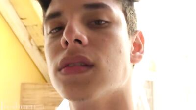 Young Twink with a Huge Cock Pleasures Himself in Front of the Camera