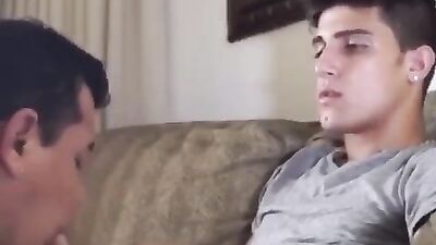 Young Man Gives Head and Cums on Camera