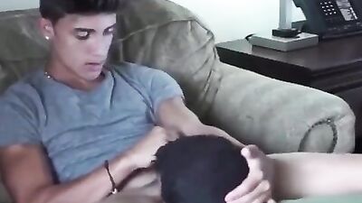 Young Man Gives Head and Cums on Camera