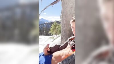Snowy Cumshot Adventure in a Public Place
