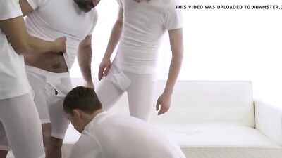 Group Ass Play with Bareback Big Cocks and Action in Missionary Position