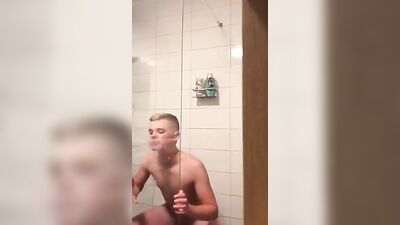 Young and Beautiful Blonde Boy Gets Off in the Shower