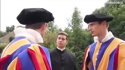 Swiss Guard Ass Play: Bareback Blow Jobs and Facials in the Vatican!