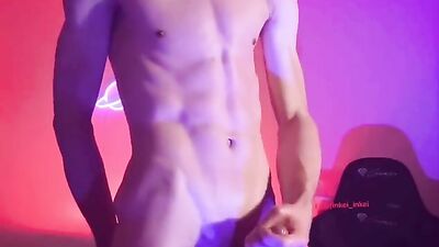 Handsome Muscular Webcam Solo Voyeur Cam Dude Cums in Action Packed Show Time!