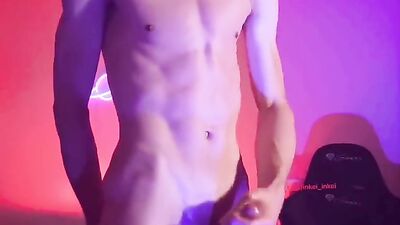 Handsome Muscular Webcam Solo Voyeur Cam Dude Cums in Action Packed Show Time!